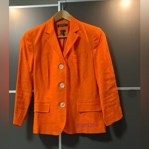 Lauren Ralph Lauren Bright Orange Linen Blaze 10 Petite